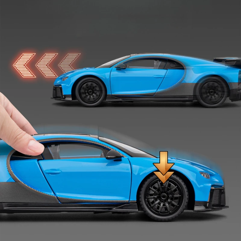 1:24 Chiron Supercar High Simulation Diecast Metal Alloy Model car Sound Light Pull Back Collection Kids Toy Gifts