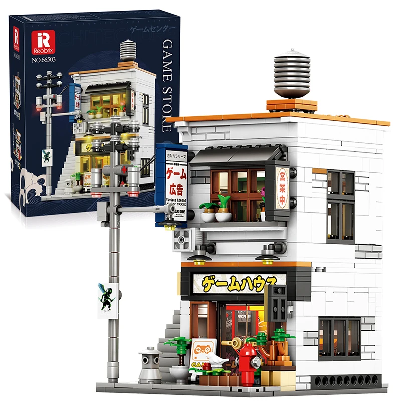 

984 шт., аркадные игровые комнаты, строительные блоки 2 в 1, город, вид на улицу, модель, набор кирпичей, украшение для рабочего стола, детские игрушки «сделай сам», праздничные подарки