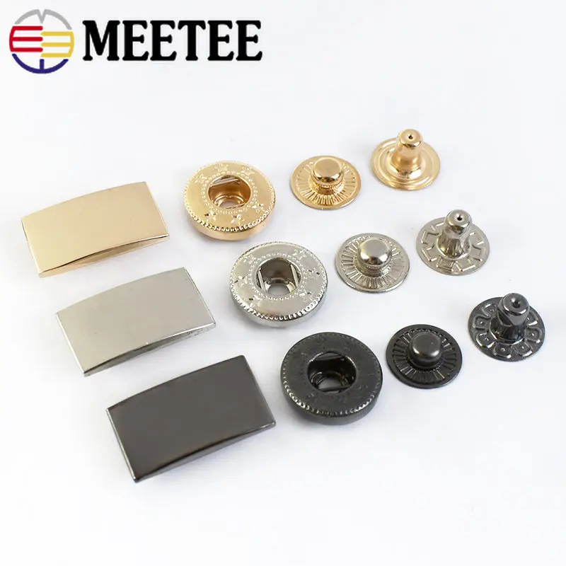 10/30Sets Meetee Metal Press Studs Snap Fastener Buttons for DIY Sewing Bags Garment Coat Down Jacket Leather Craft Accessories