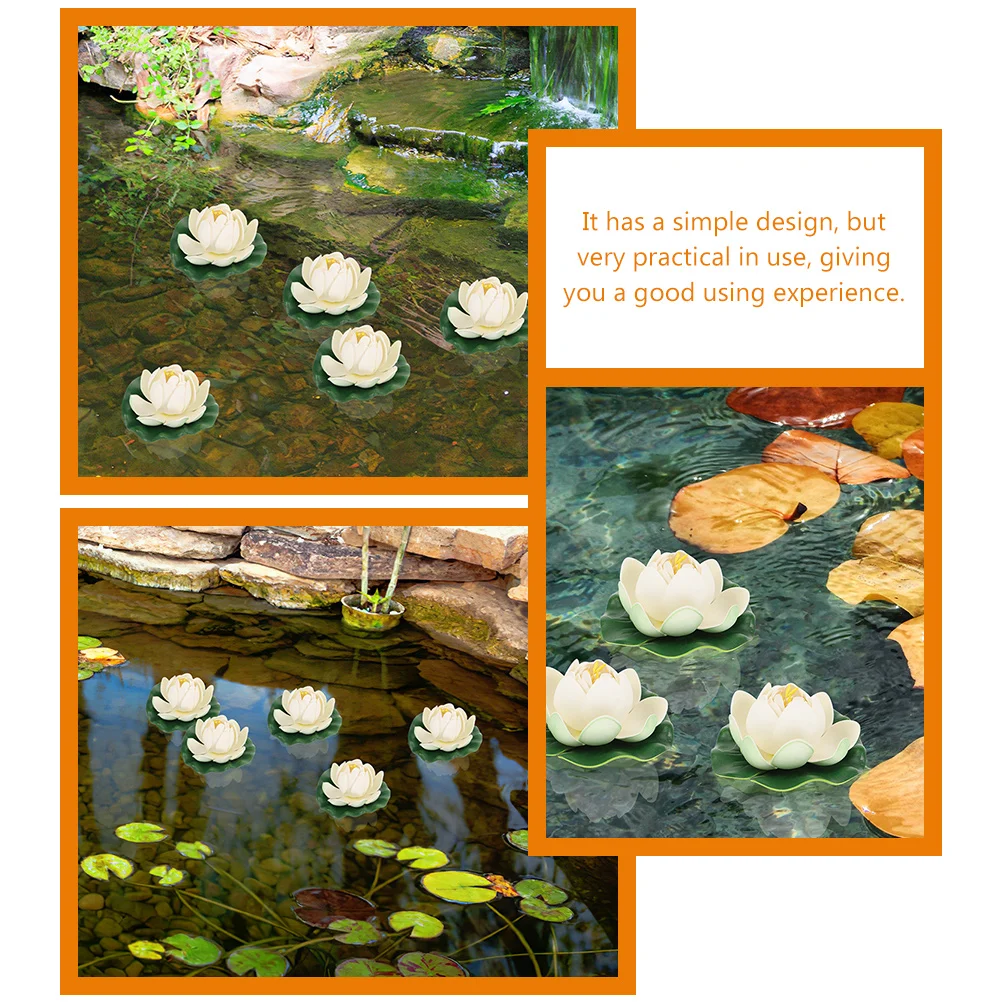 

6pcs Artificial Lotus Flowers 10cm Pink Half Opened for Pond Pool Fish Tank Decor FloatingFlowers Landscape Accessories