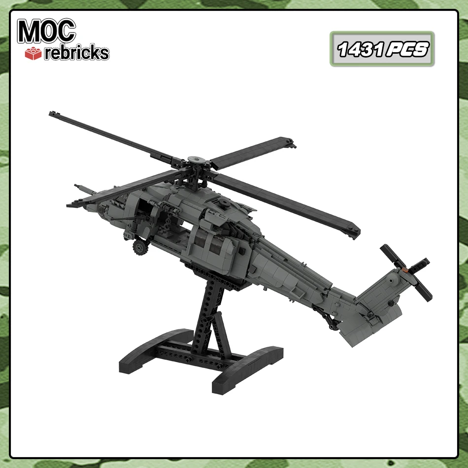 MOC HH-60G Paving Eagle Helicopter Building Blocks Air Force Combat Weapons Model Bricks Desktop Display Toys Kids Puzzle Gift