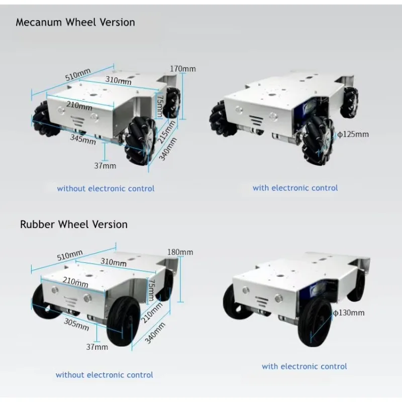 Gold Seller M500 Rubber Wheel Version 20KG Load Capacity Robotic Car Chassis STM32F407 with Electronic Control Opensource Develo