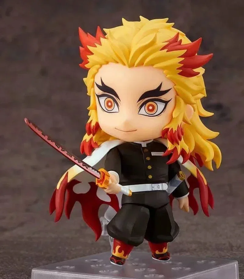 Anime Demon Slayer Rengoku Kyoujurou Q Versione Le parti sono sostituibili Action Figure Modello in PVC Argilla Uomo Decorazione da scrivania Bambola Giocattolo in scatola