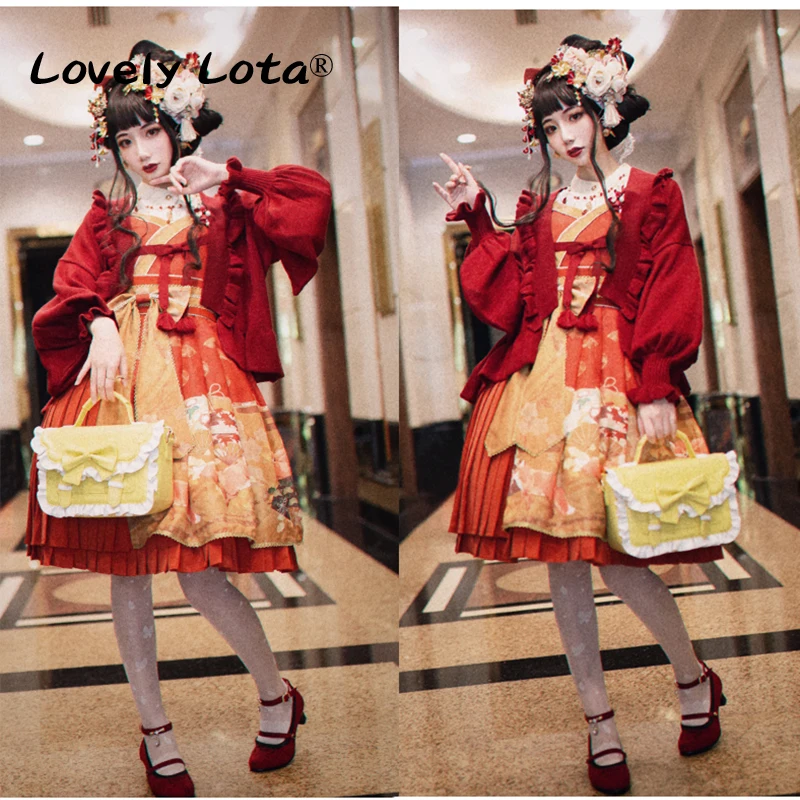 2024 Lolita Bag Girls Elegant Bow PU Shoulder Bags New JK Uniform Crossbody Bag Sweet Cute Ruffles Handbag Bolsas Mujer