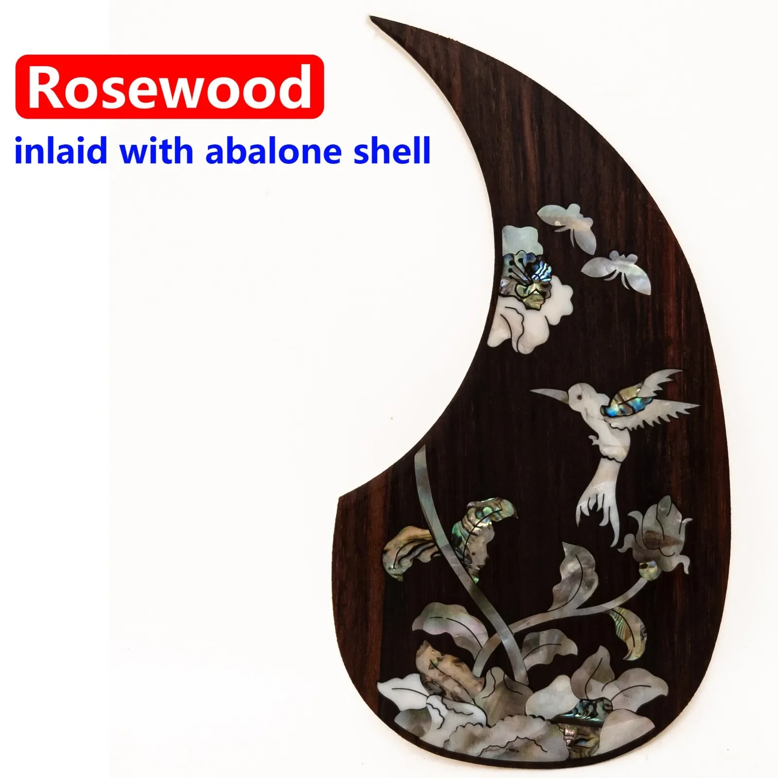 Rosewood Acoustic Guitar Pickguard Abalone Shell Inlay 2mm Thick Scratch Plate for 40 41 Inch Guitar