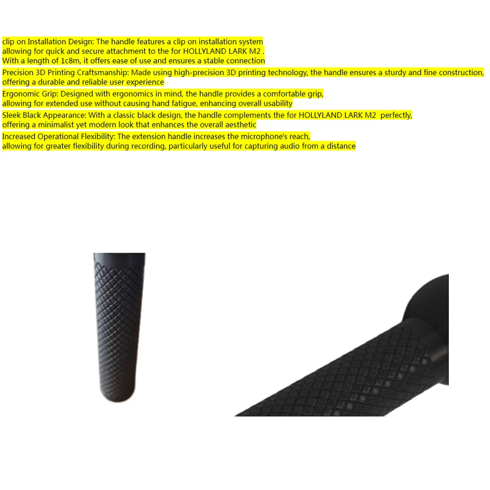 

Mic Handle Adapter, Interview Microphone Handle Adapter for HOLLYLAND LARK M2, Handheld Mic Mount Microphone Handle Cover