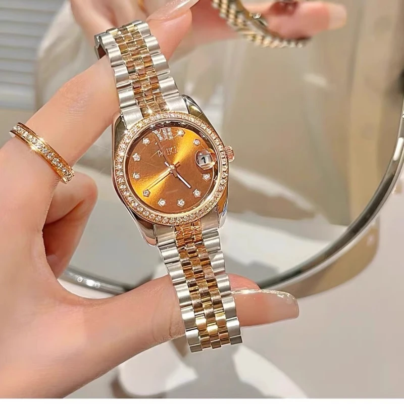 Stylish simple light luxury niche hand women's watch exquisite full diamond  student trend waterproof steel belt quartz watch