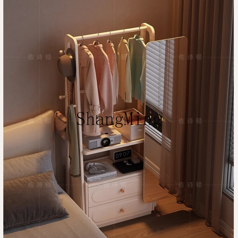 LXY solid wood full-length mirror integrated hanger bedroom rotating hanger household rack