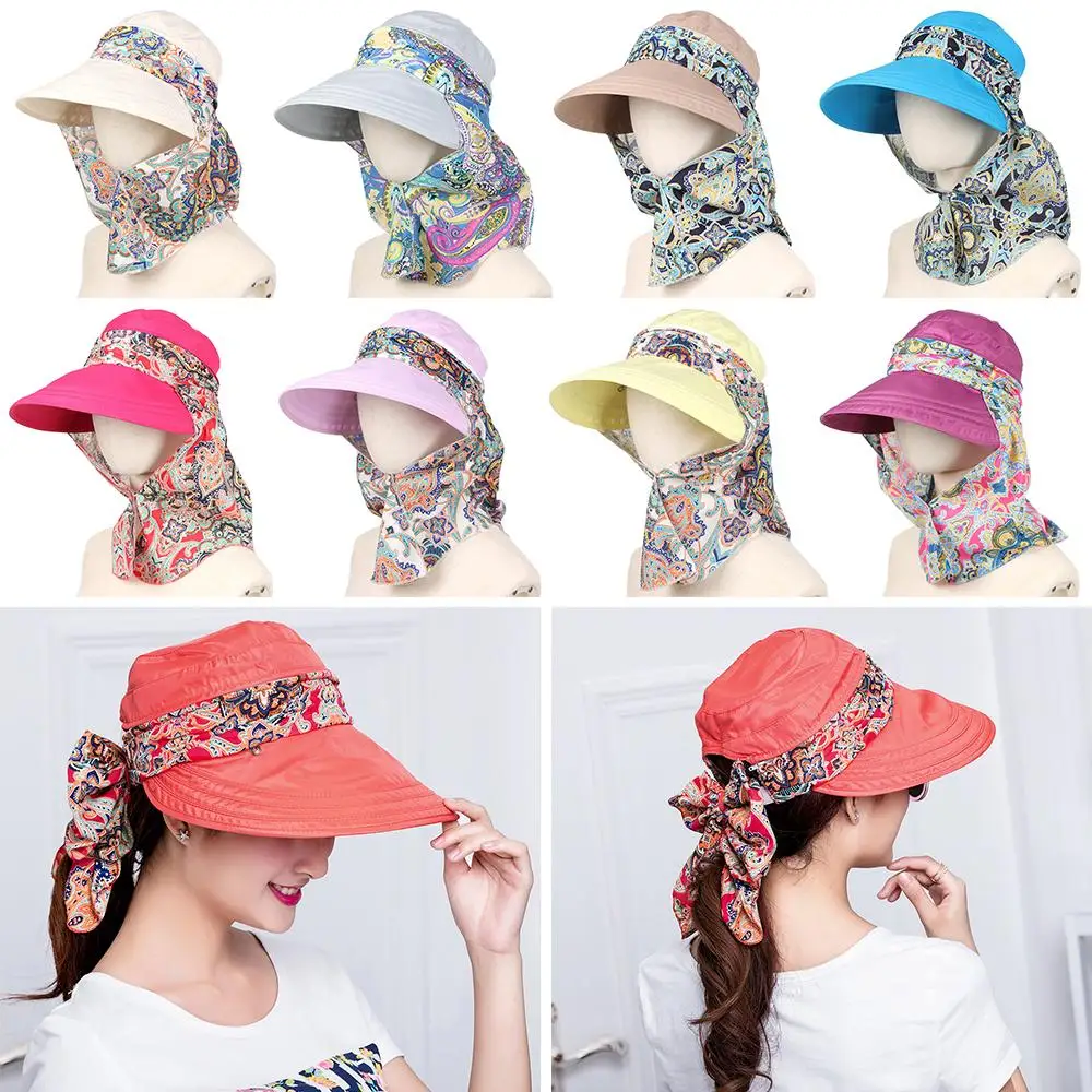 

Summer Outdoor Riding Foldable Portable Floral Print Caps Sun Visor Hat Anti-UV Sun Hat Beach Cap