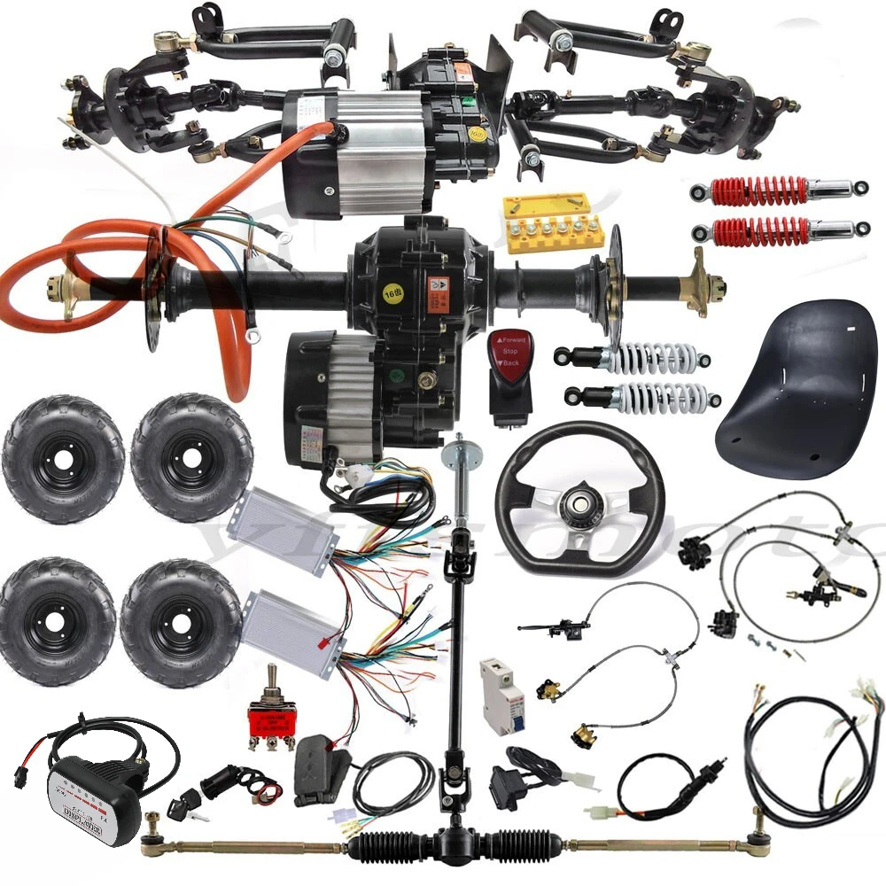 

Front Drive Shaft Rear Differential 30''Axle Kits 48V 1000W Motor 145/70-6 Wheel Hub for ATV Go Kart