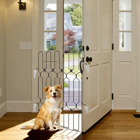 Retractable Metal Gate Safety Pet Gate for Doorways Door Mount Door Barrier for Hallway Kitchen Balcony Small Home Multi Pet Family