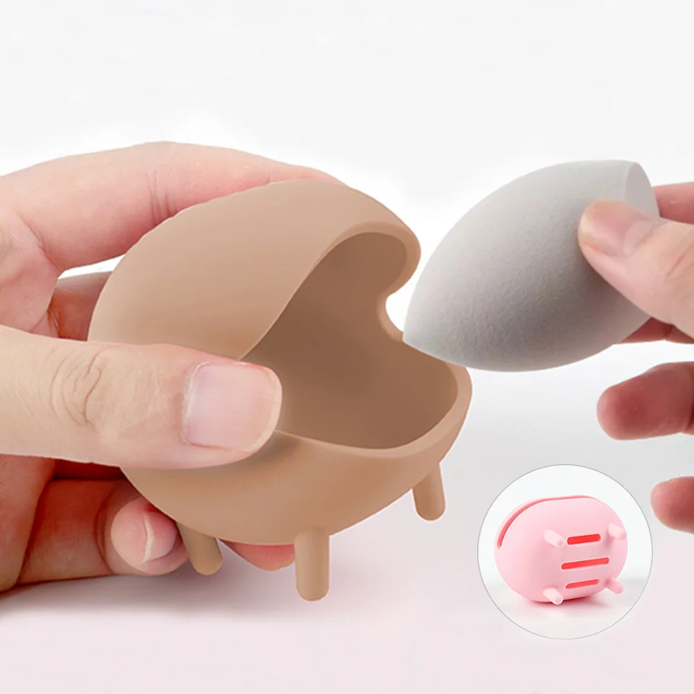 Silicone Makeup Sponge Holder Silicone Beauty Sponge Storage Box Egg Makeup Sponge Holder Stand Powder Puff Drying Holder