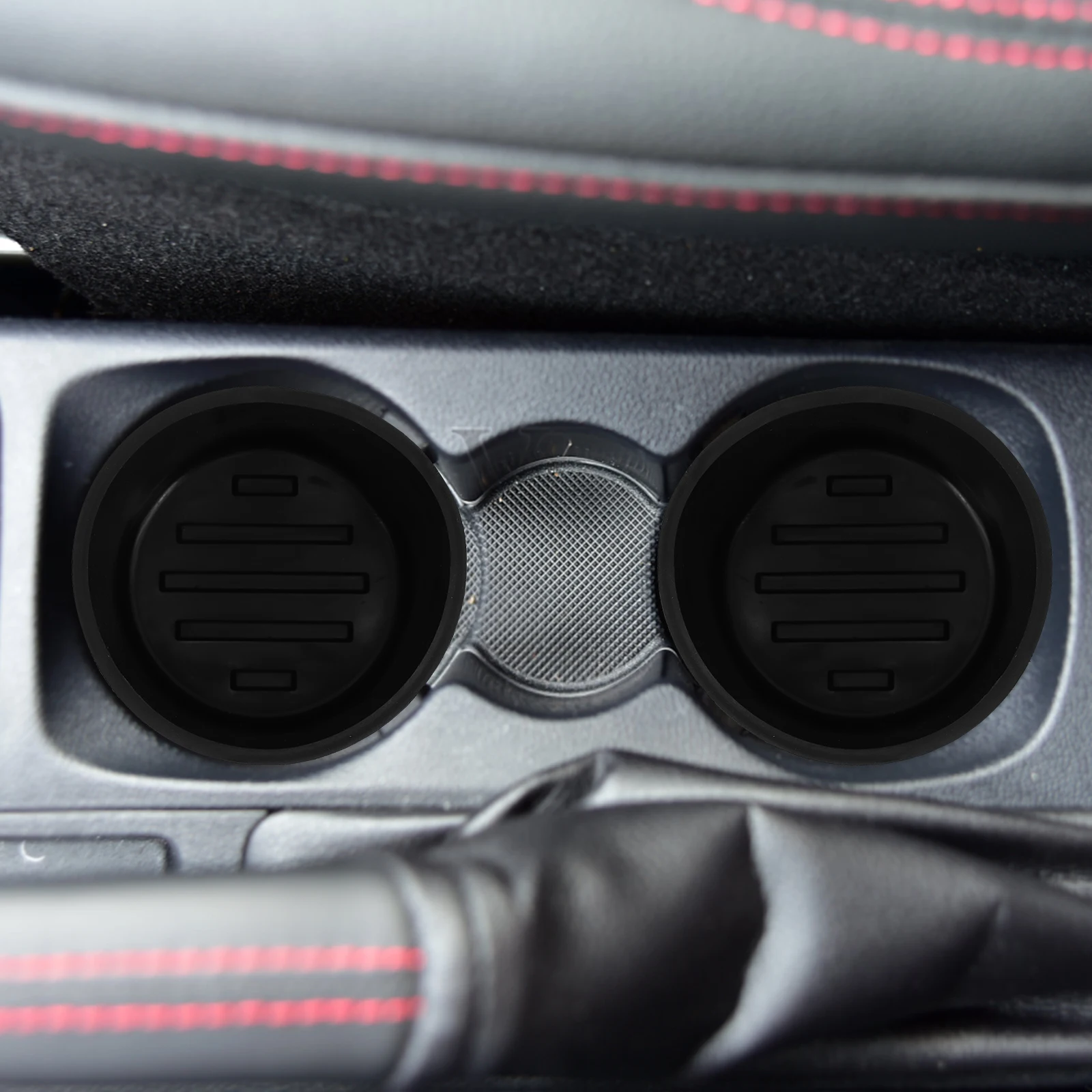 

1 Pair Car Console Cup Rubber Liner Durable Auto Water Bottle Holder Insert For 09-14 Easy Install Fade Resistant Premium