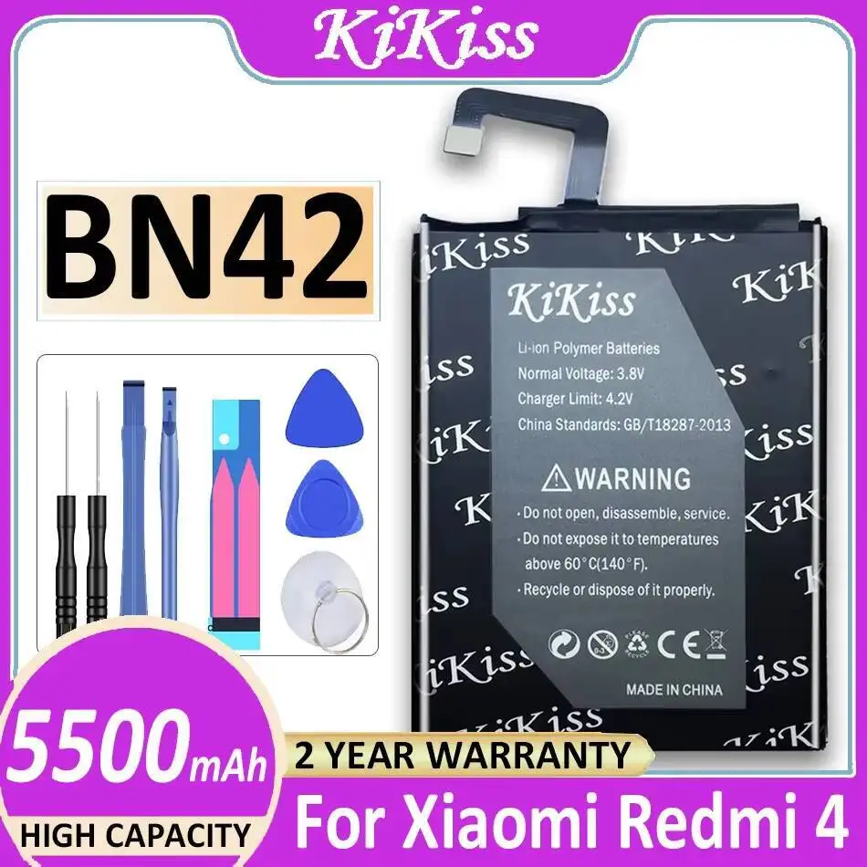 بطارية الهاتف المحمول BN42 لهاتف Xiaomi Redmi 4 2G Ram 16G Rom Edition متينة 5500Mah عالية الأداء