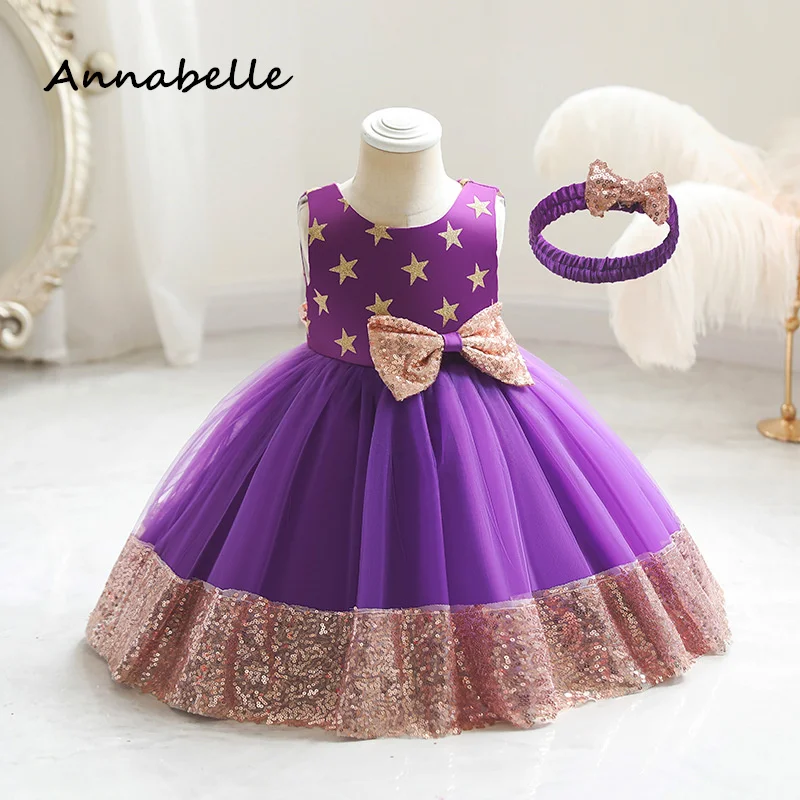 Annabelle Flower Girl Dress Ball Gown Kids Birthday Party Wedding Party Gown Sleeveless O-neck Puffy Luxury Dresses for Kids2024