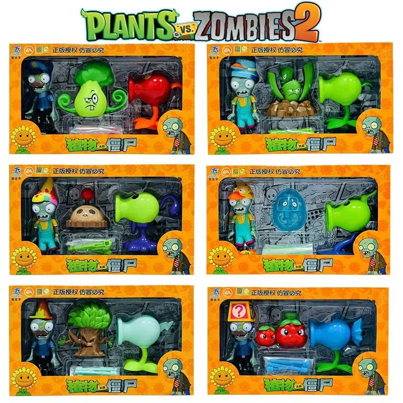 New Plants Vs. Zombies 2 Peashooter Bonk Choy Celery Stalker Toy Set Random 6 Styles Hard Plastic Game Figures Model Boy Gifts
