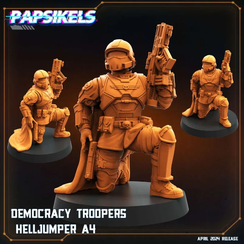 DIY Helljumper A1 Garage Kit - 2404scifi Democracy Troopers GK,Collectible Ornament Toy, ABS Material, Orange-Red, Gift Men