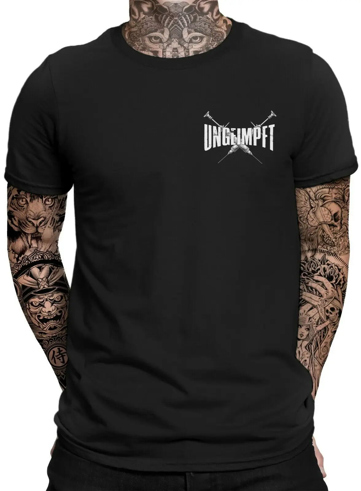 UNGEIMPFT Abschaum Der Gesellschaft Tshirt | Impfgegner | 2 sides Printed Men\'s 100% Cotton Casual T-shirts Loose Top Size S-3XL