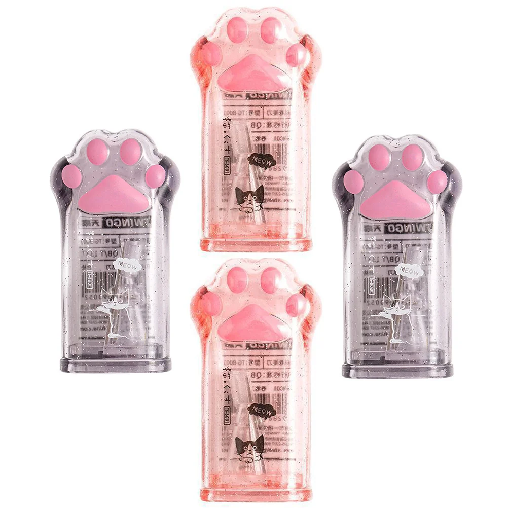 

4pcs Cat Paw Sharpeners Manual Small Kids Pencil Sharpener Cute Kawaii School Supplies Plastic Cartoon Pencil Sharpening Tool