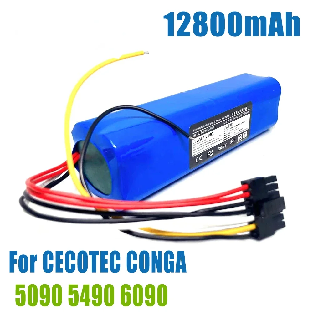 

Aleaivy 14.4V 6800mAh 12800mAh INR18650 MH1-4S2P-300S Robot Battery for Cecotec Conga 5090 5490 6090 Robotic Vacuum Cleaner