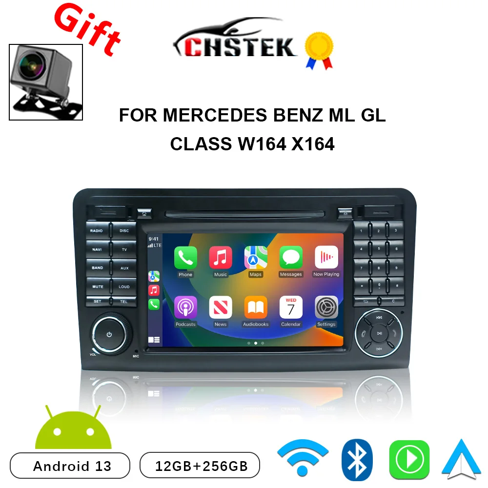 CHSTEK Car Radio Android 13 Carplay For Mercedes Benz ML/GL Class W164 X164 ML350 ML300 ML320 ML280 GL500 Bluetooth WIFI 4G GPS