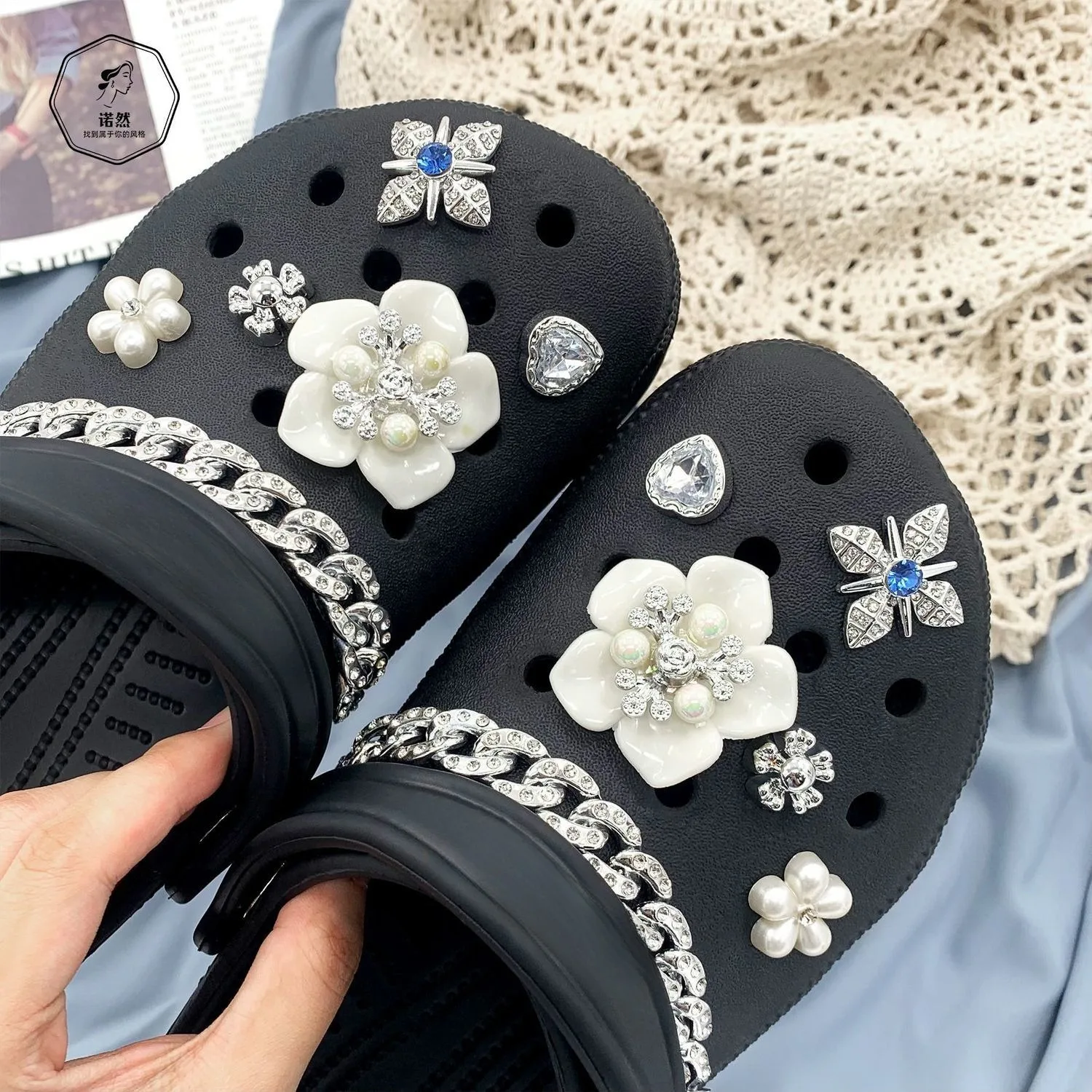 

Rhinestone Pearl Flower Series Elegant Clogs Jeans Luxury Footwear Decoration DIY Beautiful Shoe Accessories Hot Christmas Gift