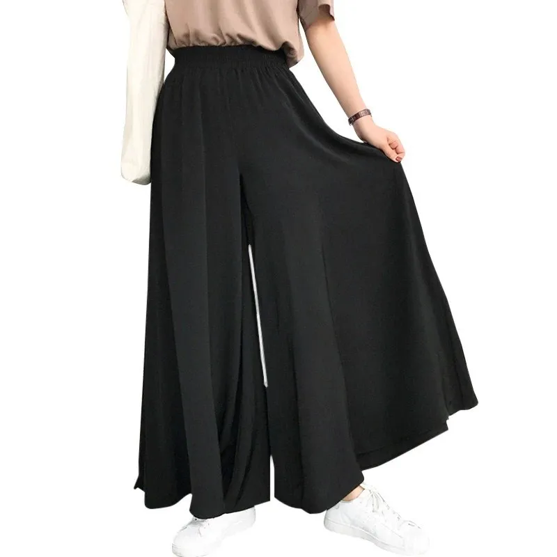 2025 Summer New Loose Elastic Waist Wide-leg Pants Big Swing Beach Casual Pants Europe and America