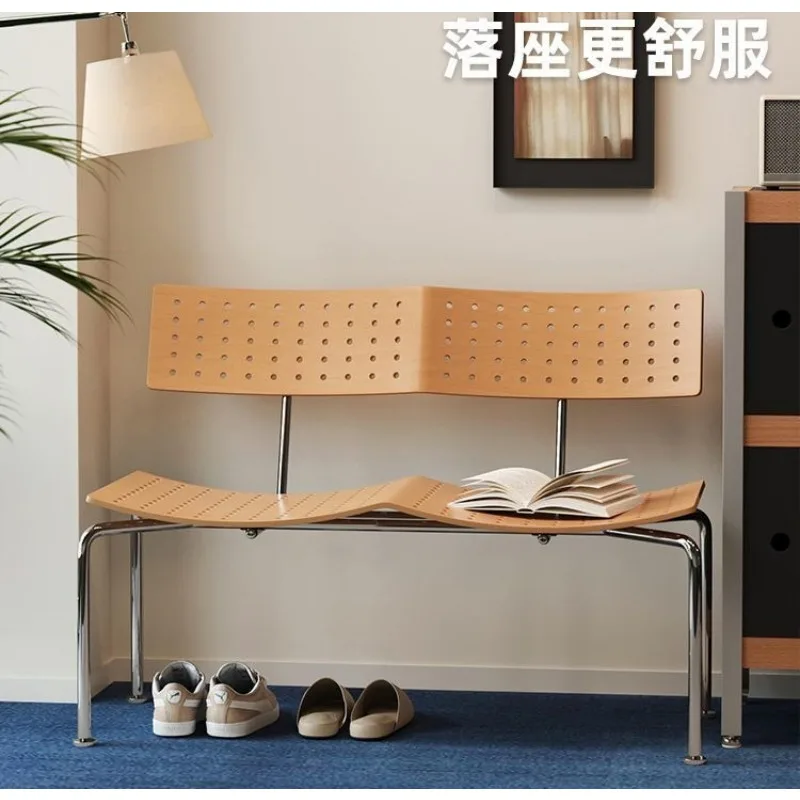 Lower left flight bench medieval minimalist household shoe changing stool casual double bench, designer creative backrest dining