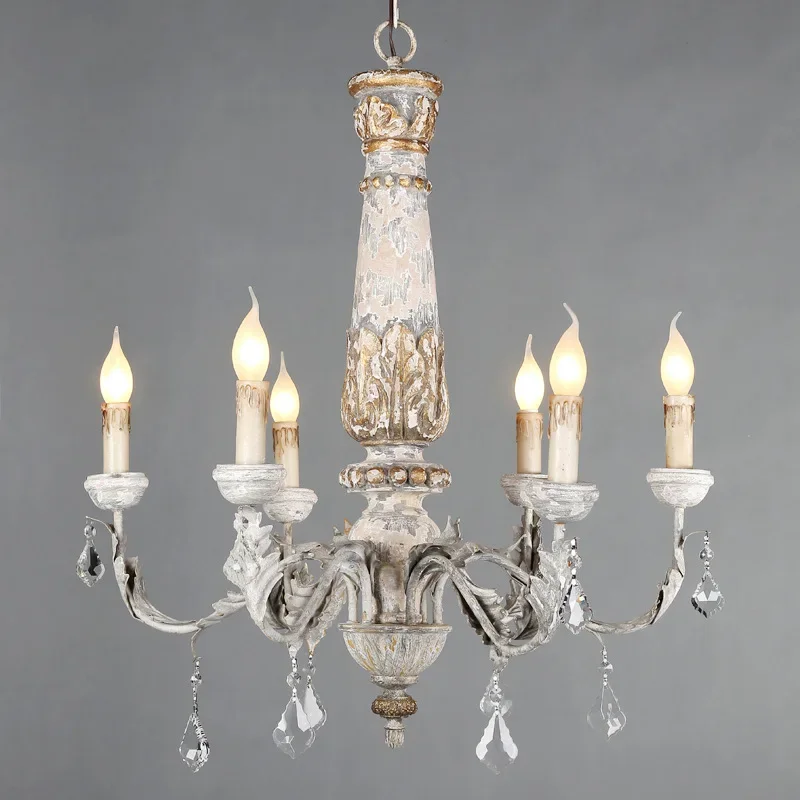 

Iron Chandelier Lighting Vintage Crystal Lustre Pendant Chandelier Living Room Kitchen Bedroom Retro Loft Light Fixtures WF