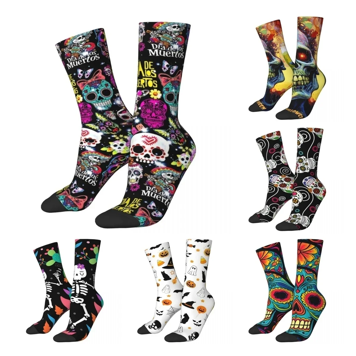 Day Of The Dead Sugar Skull Socks Men's Women's Polyester Funny Happy Socks Harajuku Spring Summer Autumn Winter Socks Gifts