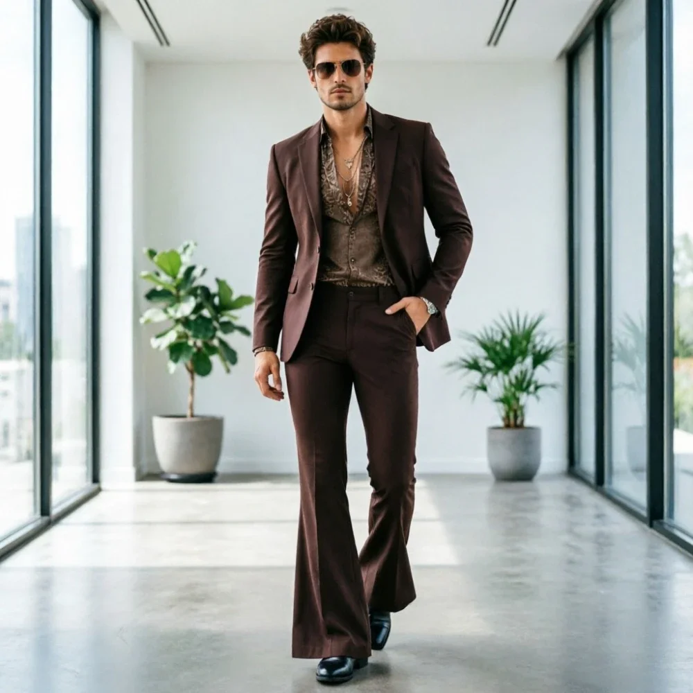 

Коричневый мужской костюм slim fit с заостренными лацканами, 2 предмета: пиджак и брюки, для свадьбы, вечеринки, смокинг, повседневный костюм для мужчин