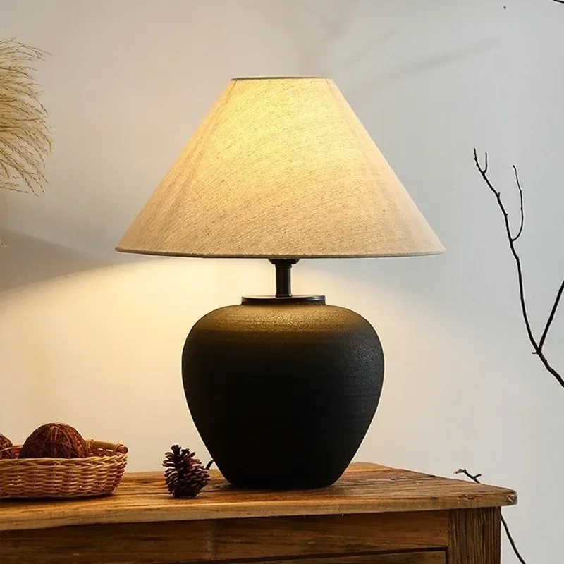 for Wabi Style Dimming Desk Lamp Retro American Decorative Table Light for Living Room Bedroom Study Hotel Homestay Ornament