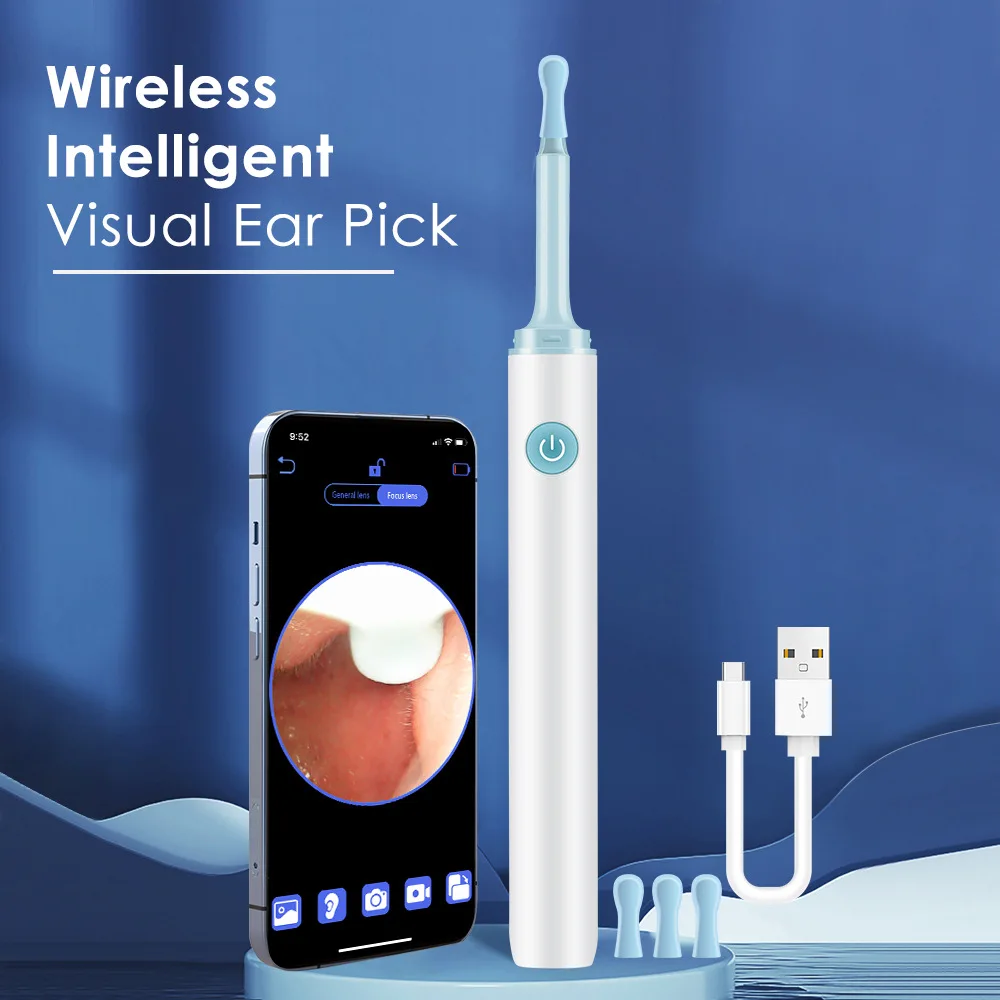 

Wireless Visual Ear Pick Set 3.9mm Silicone Ear Spoon Safe Endoscope Earpick Camera Ear Wax Remover Luminous Otoscope Ear Clean