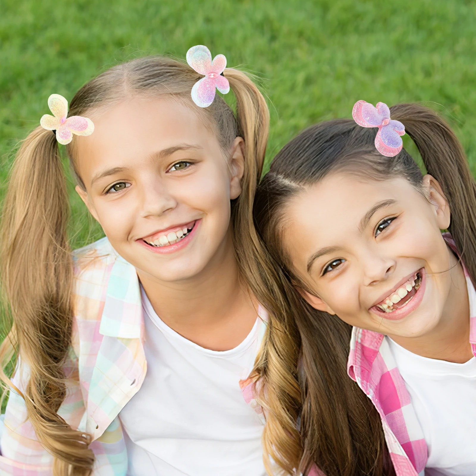 

6pcs Children Butterfly Hairbands Elastic Rubber Bands for Girls Kids Hair Accessories Toddler Hair Ties Cloth Material