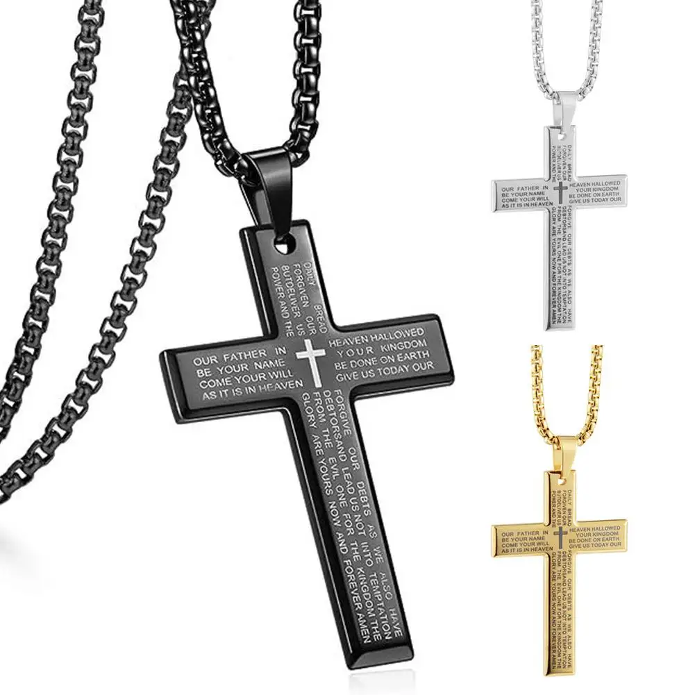 1/3 stücke Christian Bibel Kreuz Kette Halskette Stahl Großen Anhänger Halskette männer Religiöse Gebet Schmuck Corrente Masculina 2026 – Detail 15