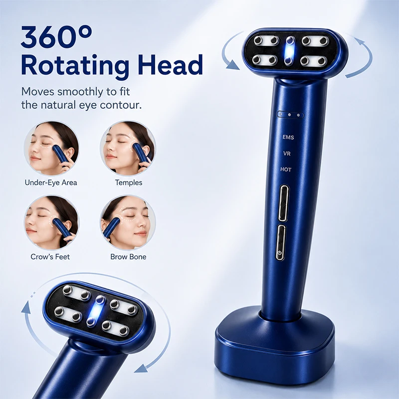 1Pc EMS Eye Massager, 360° Lifting Skin, Constant Temperature, Microcurrent Massage, 9 Colors, 18 Levels, Women Skincare Tools