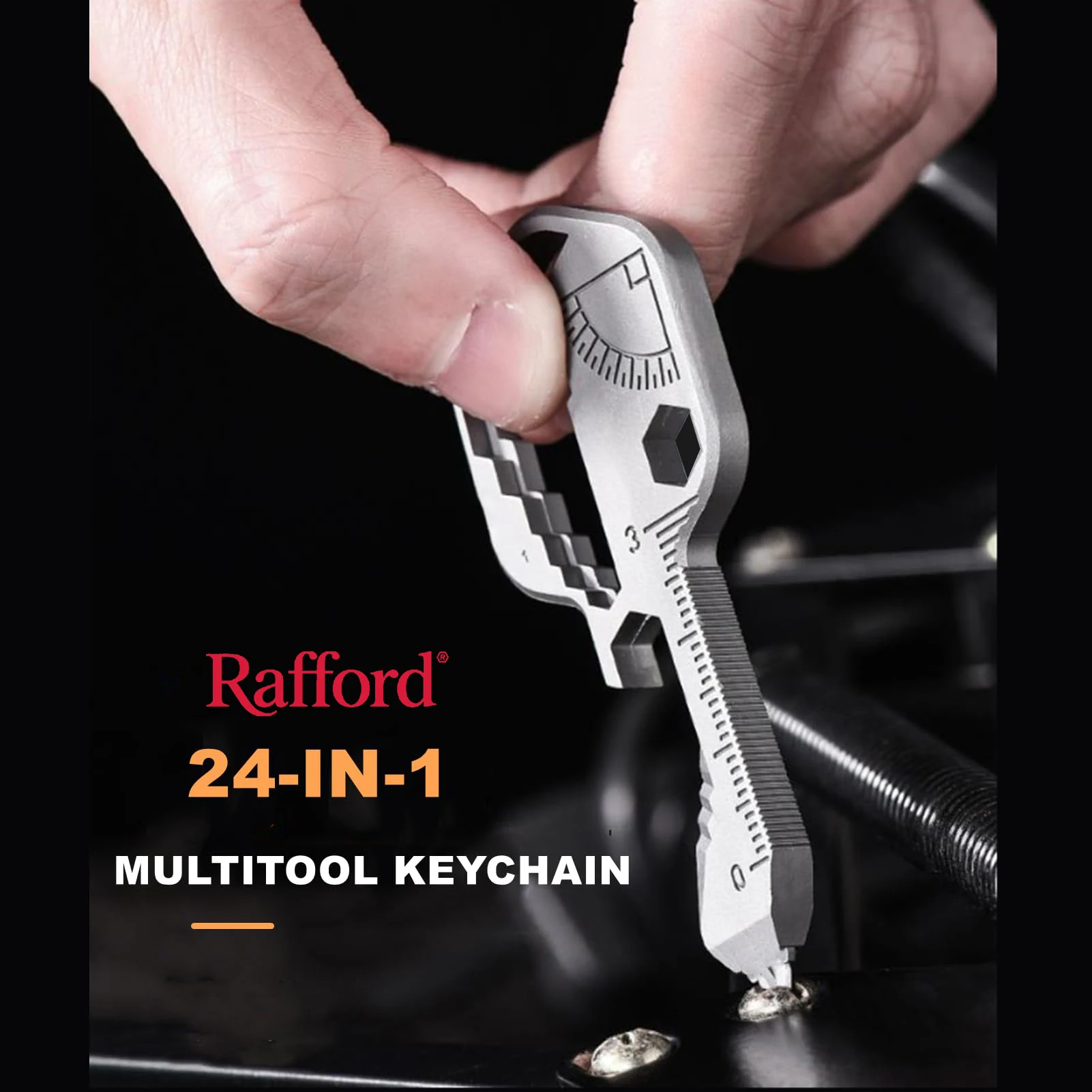 Rafford 24 en 1 porte-clés multi-outils, 2 pièces Mini kit d'outils EDC ensemble de porte-clés avec ouvre-bouteille clé tournevis et règle métrique