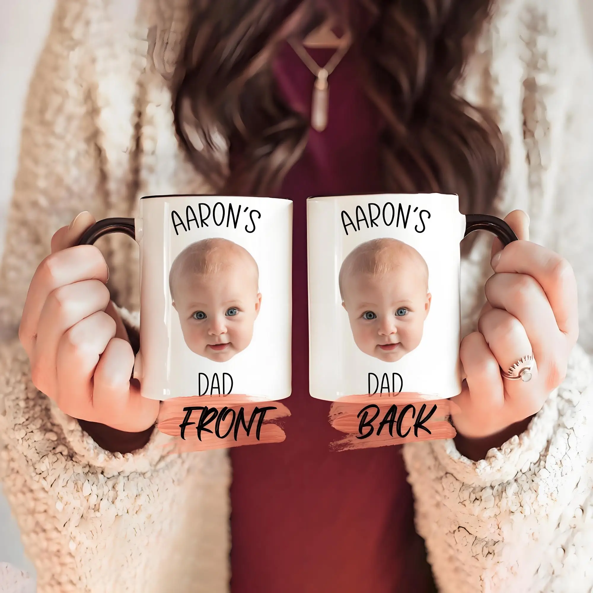 

1pc Custom Mug, Personalized Baby Face Photo/Name/Text, Unique Kids Avatar Design, Kitchen Dining Dining Drinkware