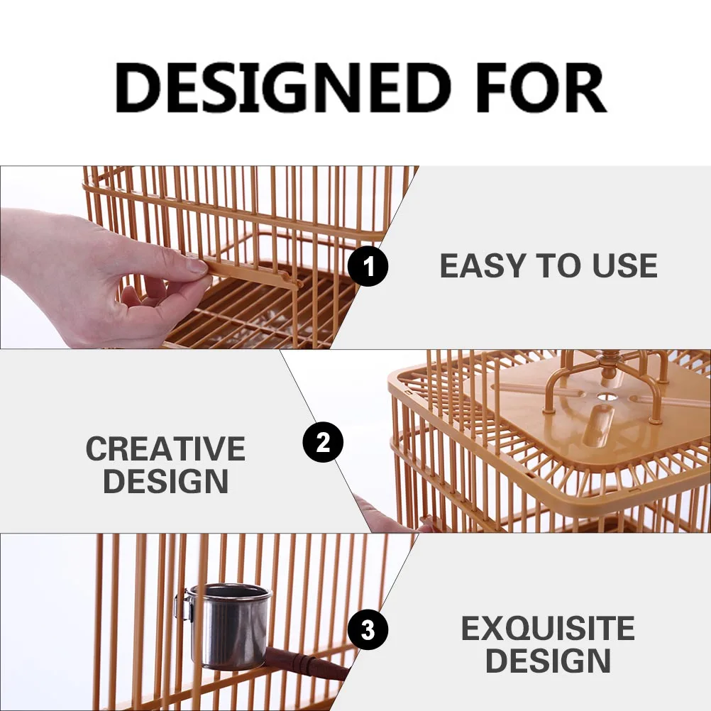 

Plastic Bird Cage Square Parrot Cage Creative Design Hanging Hook Standing Pole Bottom Tray Suitable Budgie Parakeet Cockatiel