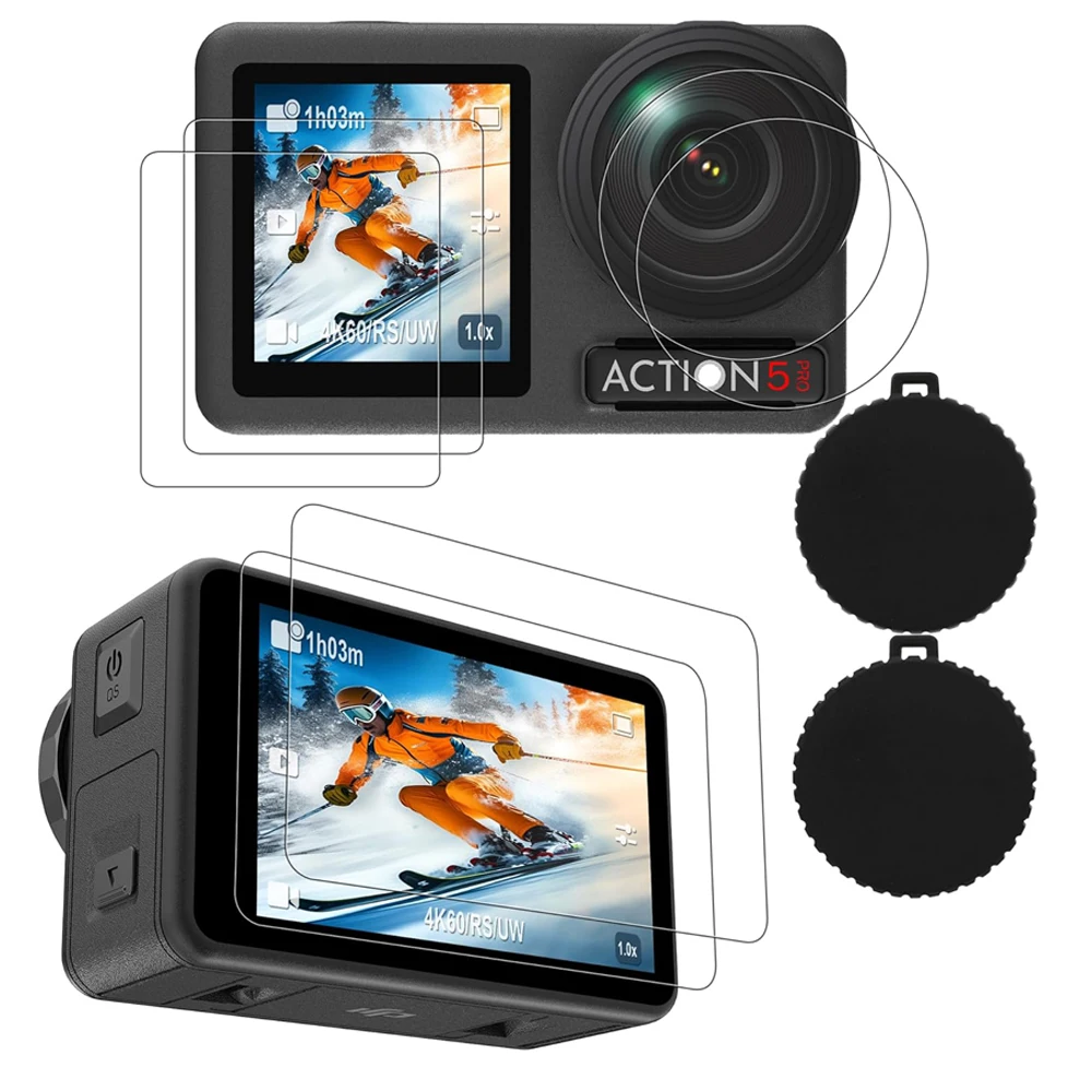 2set for DJI Osmo Action 5 Pro Screen Protector for DJI Action 5 Pro Accessories, Ultra Clear Tempered Glass Screen Protector