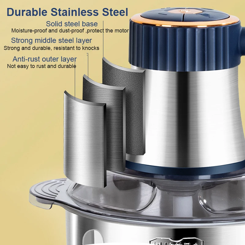 5L 전기 고기 분쇄기 쵸퍼 스테인레스 스틸 고기 야채 블렌더, 500W 가정용 먹거리 푸드 프로세서 Mincer 5 가지 모드