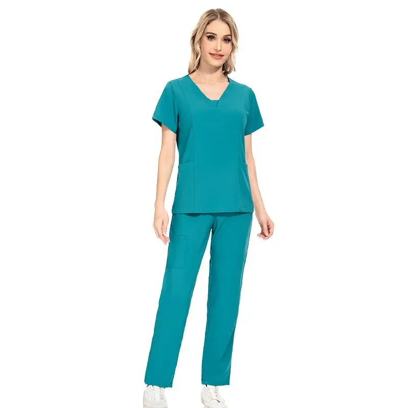 washing  doctor's surgical clothes, female nurse elastic V-neck overalls, Korean version of beauty salon overalls