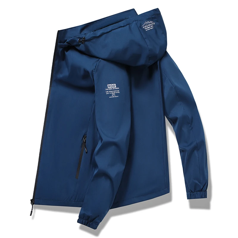 

Men's Windbreakers Casual Hooded Jacket New Cool Waterproof Coat Male Outerwear Men's CLothing Plus Size Solid Color
