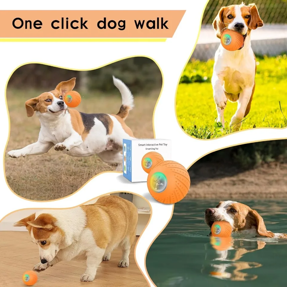 Smart Dog Toy Ball Waterproof Automatic Moving Rolling Ball Electric Interactive Pet Toy for Puppy Birthday Gift Dog Cat Product