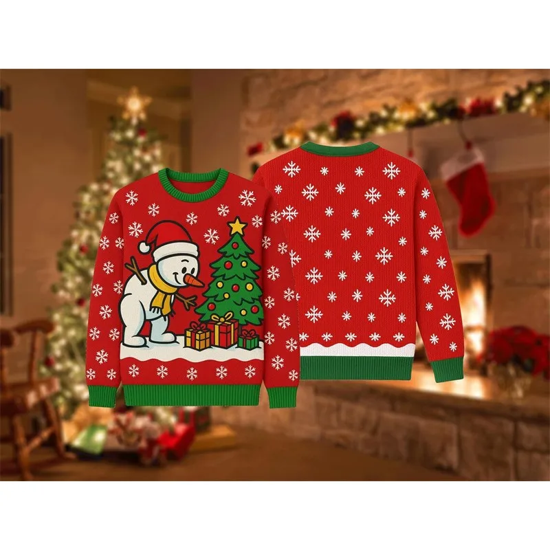 Funny Santa Claus Print Ugly Christmas Sweater For Men Winter Warm Pullover Casual Loose Fit Christmas Sweatshirt