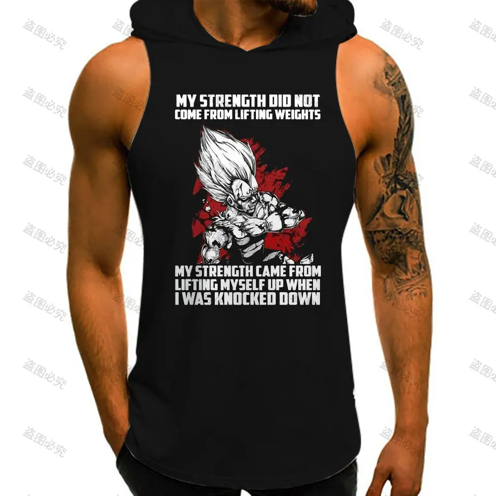 Anime Dragon Ball Z Fashion Vest With Hood Vegeta 2022 Streetwear Goku High Street Y2k Clothes Sleeveless Shirts Bodybuilding