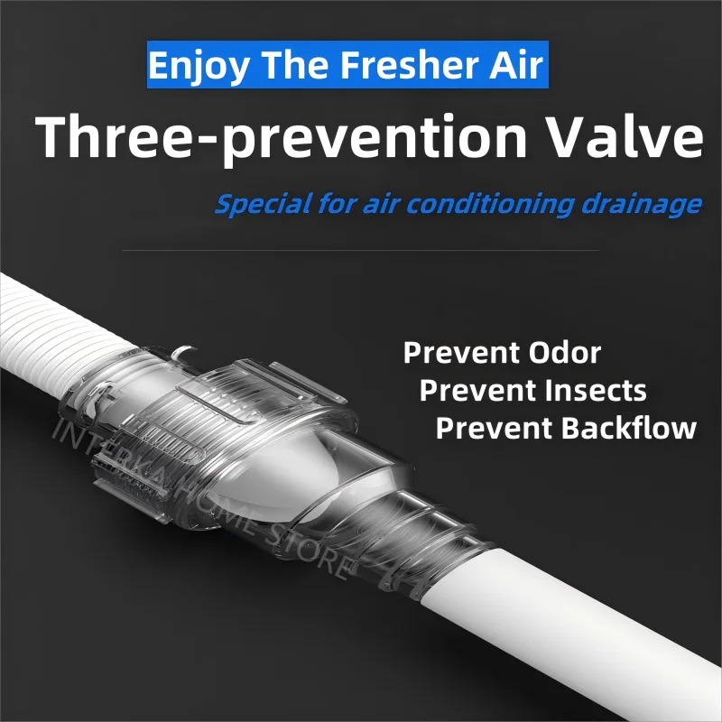 Condensate Drain Pipe Check Valve Central AC Air Conditioner Drain Hose Prevent Odor Reflux Non Return One Way Check Valve