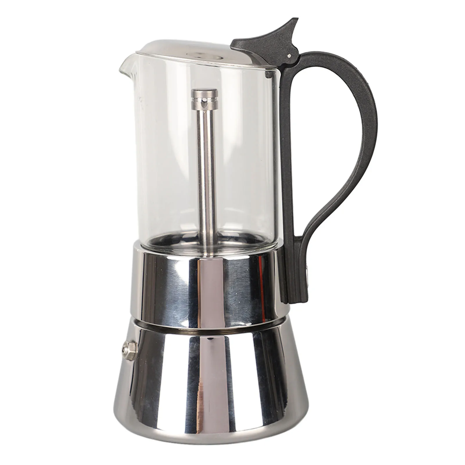 4 Cups Moka Pot Crystal Glass Top Stainless Steel Stovetop Moka Pot Italian Coffee Maker