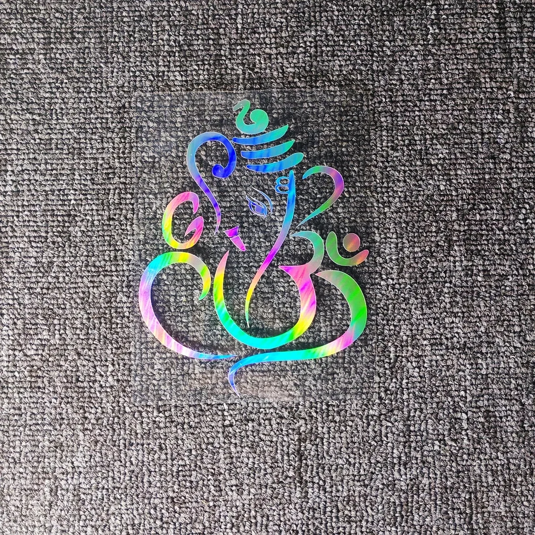 Lord Ganesha Ganapati Reflective Car Stickers Vinyl Decals for Car Window & Motorcycle Fuel Tank Cap Decor