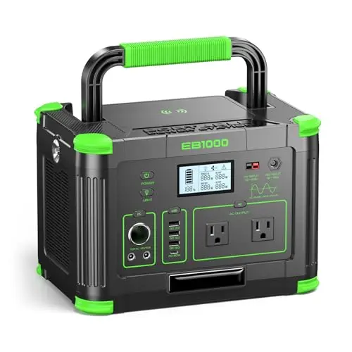 1000W Portable Power Station, 999Wh Solar Generator Backup Battery | 120V Pure Sine Wave, Solar/AC/Car Chargable for